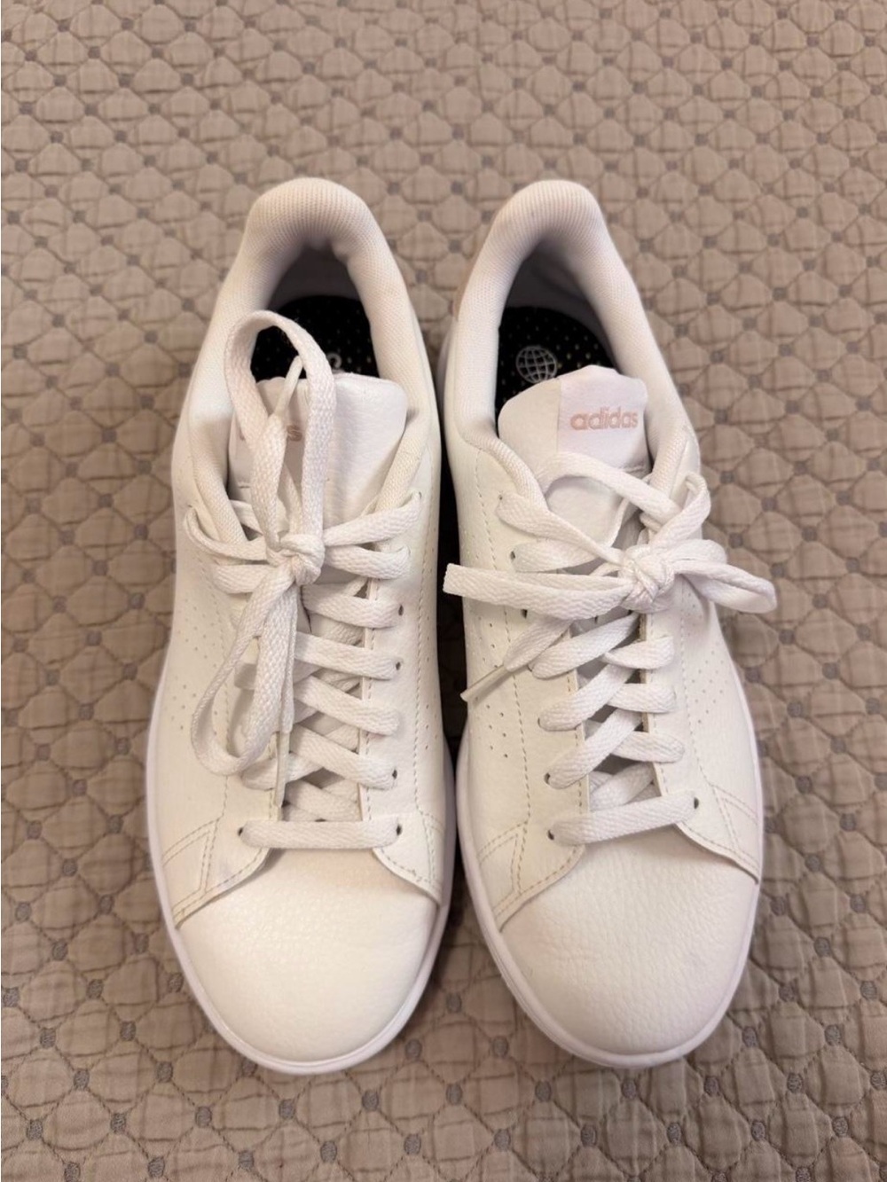 adidas White Sneakers with Light Pink Heel Tab - Women - Picture 4 of 7